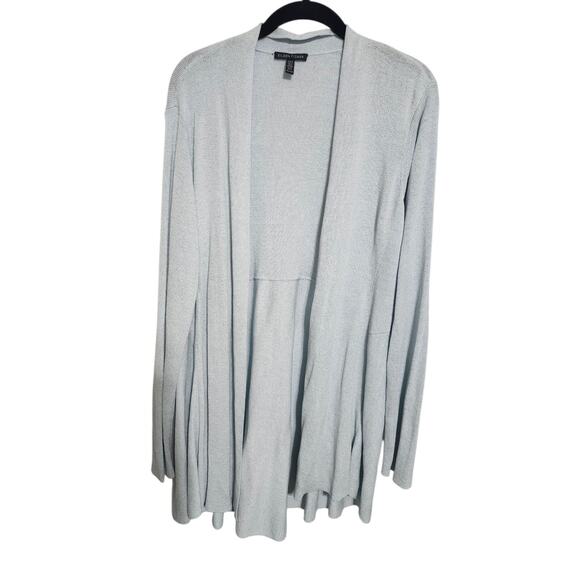 Eileen Fisher Sweater Womens XL Linen Pale Blue Blend Long Open Knit Cardigan - Picture 3 of 9